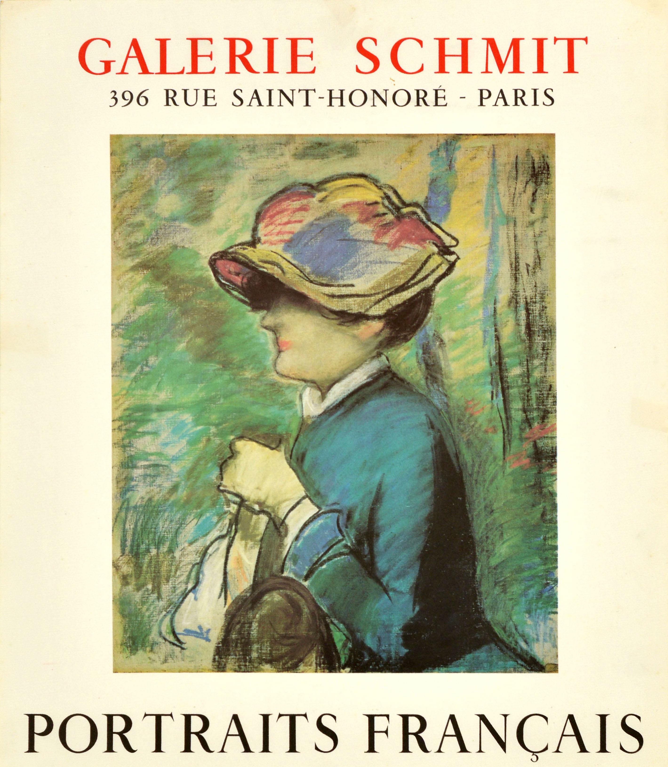 French Original Vintage Art Exhibition Poster Portraits Francais Galerie Schmit Manet For Sale