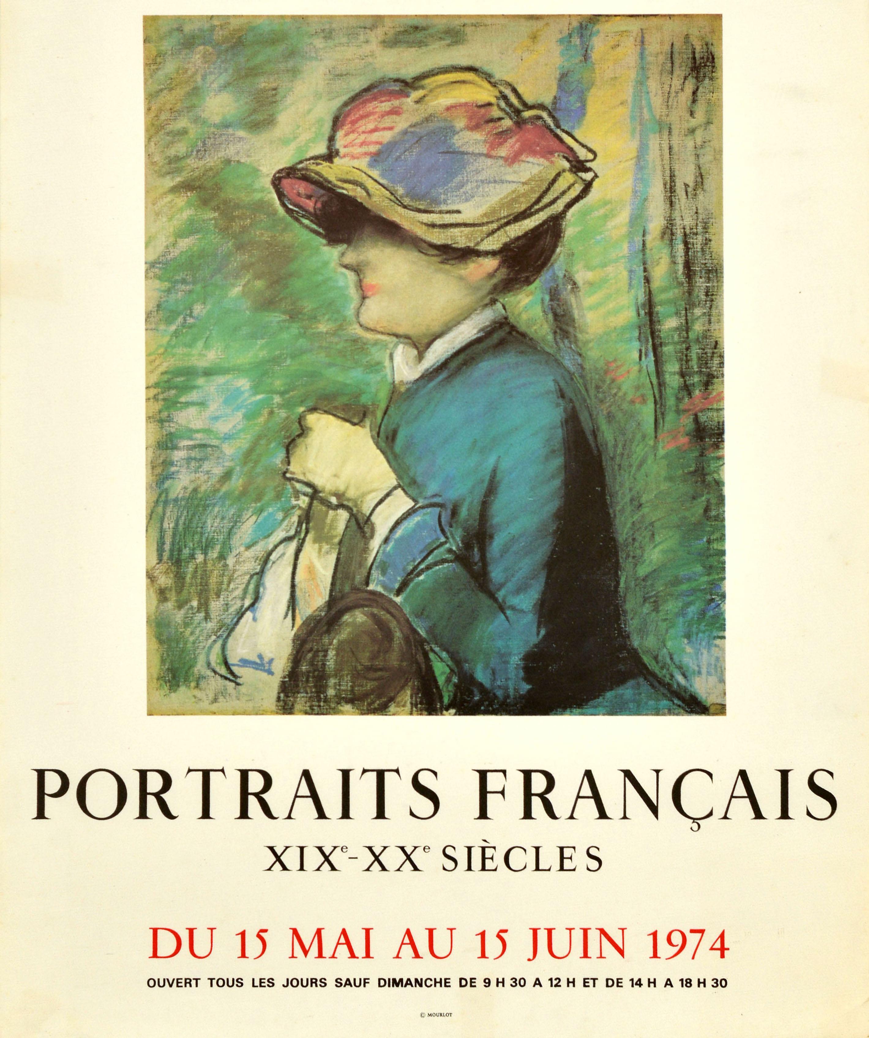 Original Vintage Art Exhibition Poster Portraits Francais Galerie Schmit Manet In Good Condition For Sale In London, GB