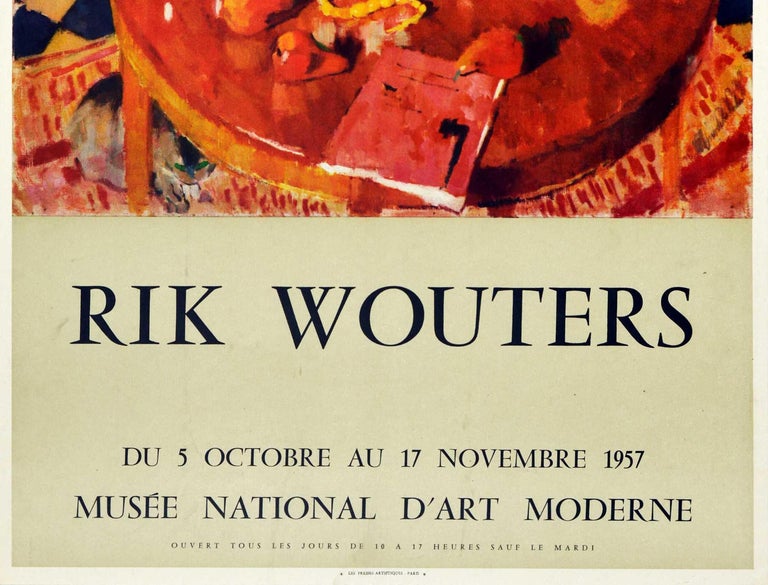 Original Vintage Art Exhibition Poster Rik Wouters National Museum Of Modern Art For Sale at 1stDibs