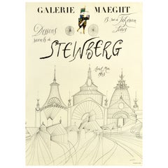 Original-Vintage-Kunstausstellungsplakat Saul Steinberg Dessins, jüngste Zeichnungen