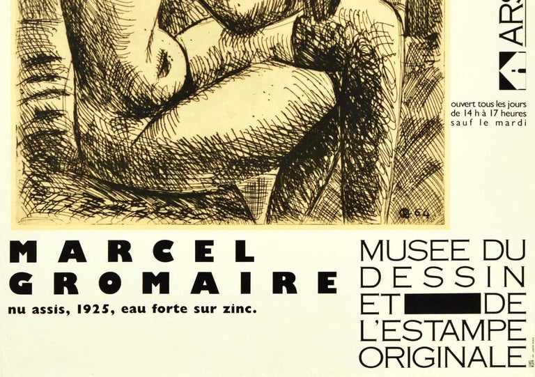 Original Vintage Art Exhibition Poster Seated Nude Musee Dessin Et De l