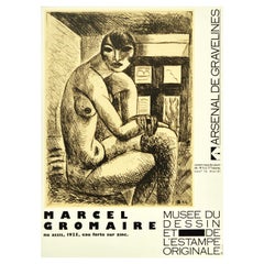 Affiche d'exposition d'art vintage d'un nu assis Musée Dessin et de l'Estampe