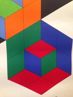 Original Vintage Art & Exhibition Poster, 'Vasarely Chateau de Culan', 1975