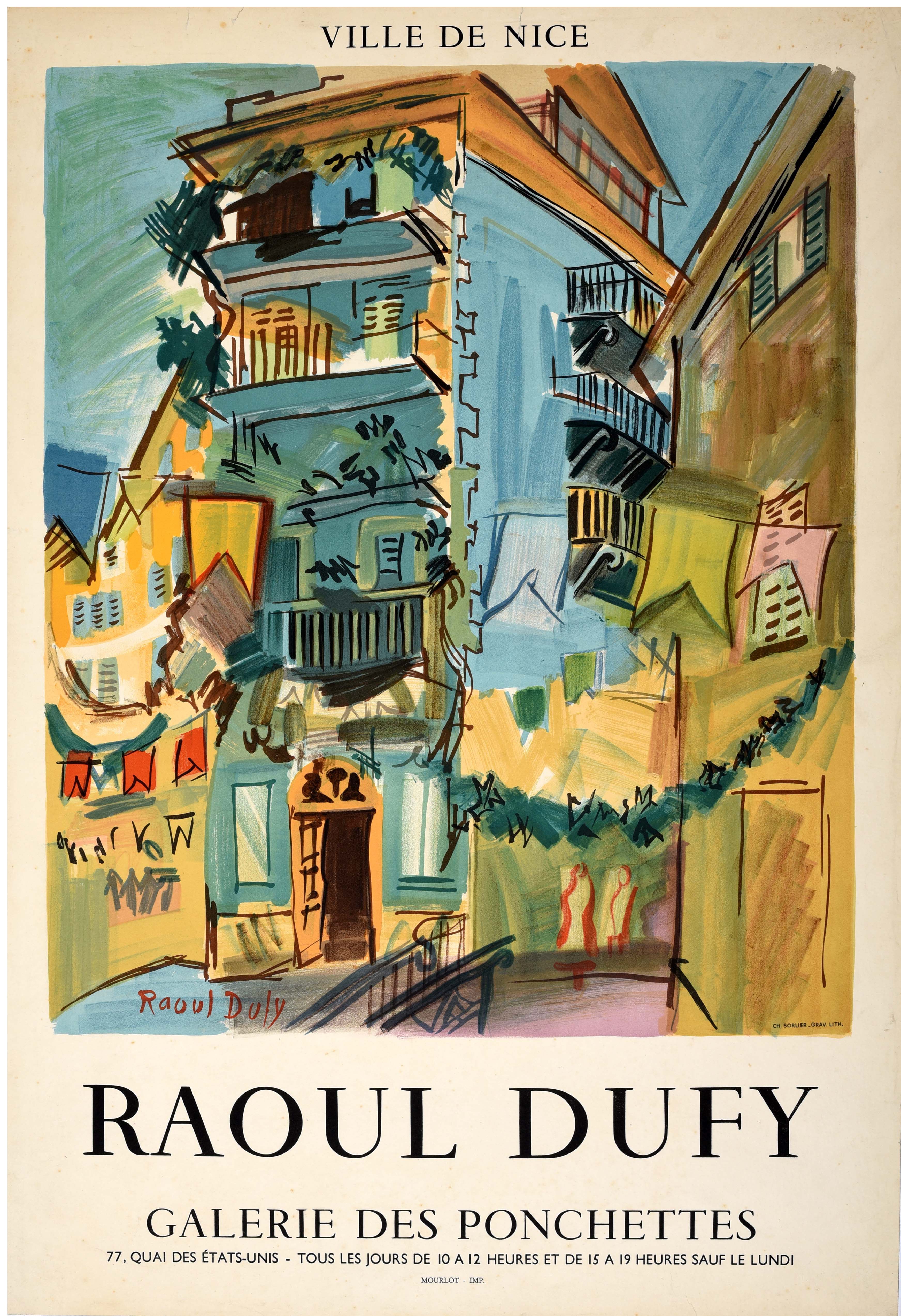 Original Vintage Art Exhibition Poster Ville De Nice Raoul Dufy Fauvism Mourlot