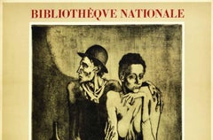 Original Vintage Art Poster Picasso Engraving Exhibition Le Repas Frugal Meal