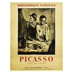 Original Vintage-Kunstplakat Picasso, Gravur-Ausstellung Le Repas Frugal Meal, Vintage