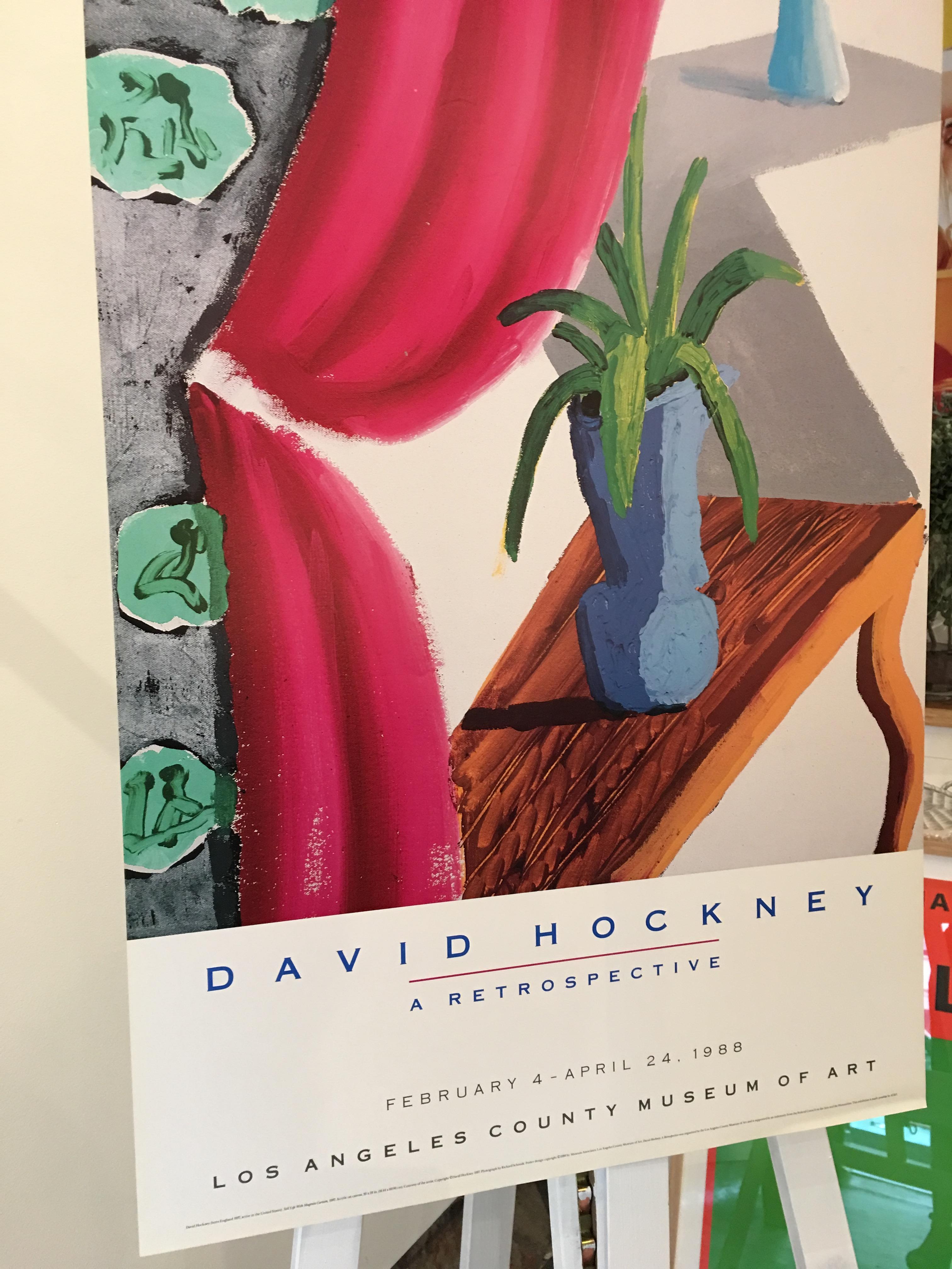 20th Century Original Vintage Art Poster 'Still Life with Magenta Curtain' David Hockney 1988