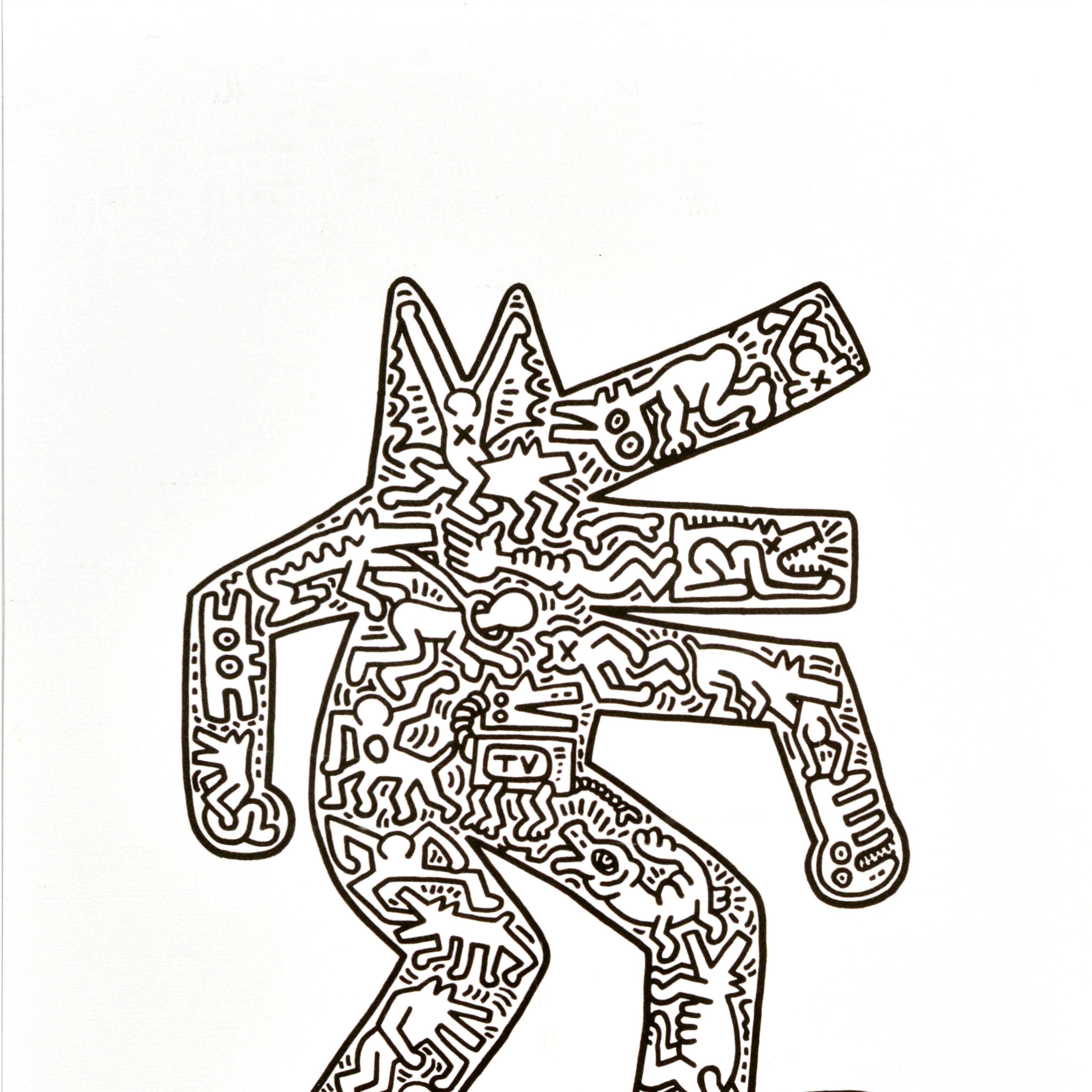 Original Vintage Art Print Keith Haring Dog Silhouette USA Social Activism In Excellent Condition For Sale In London, GB