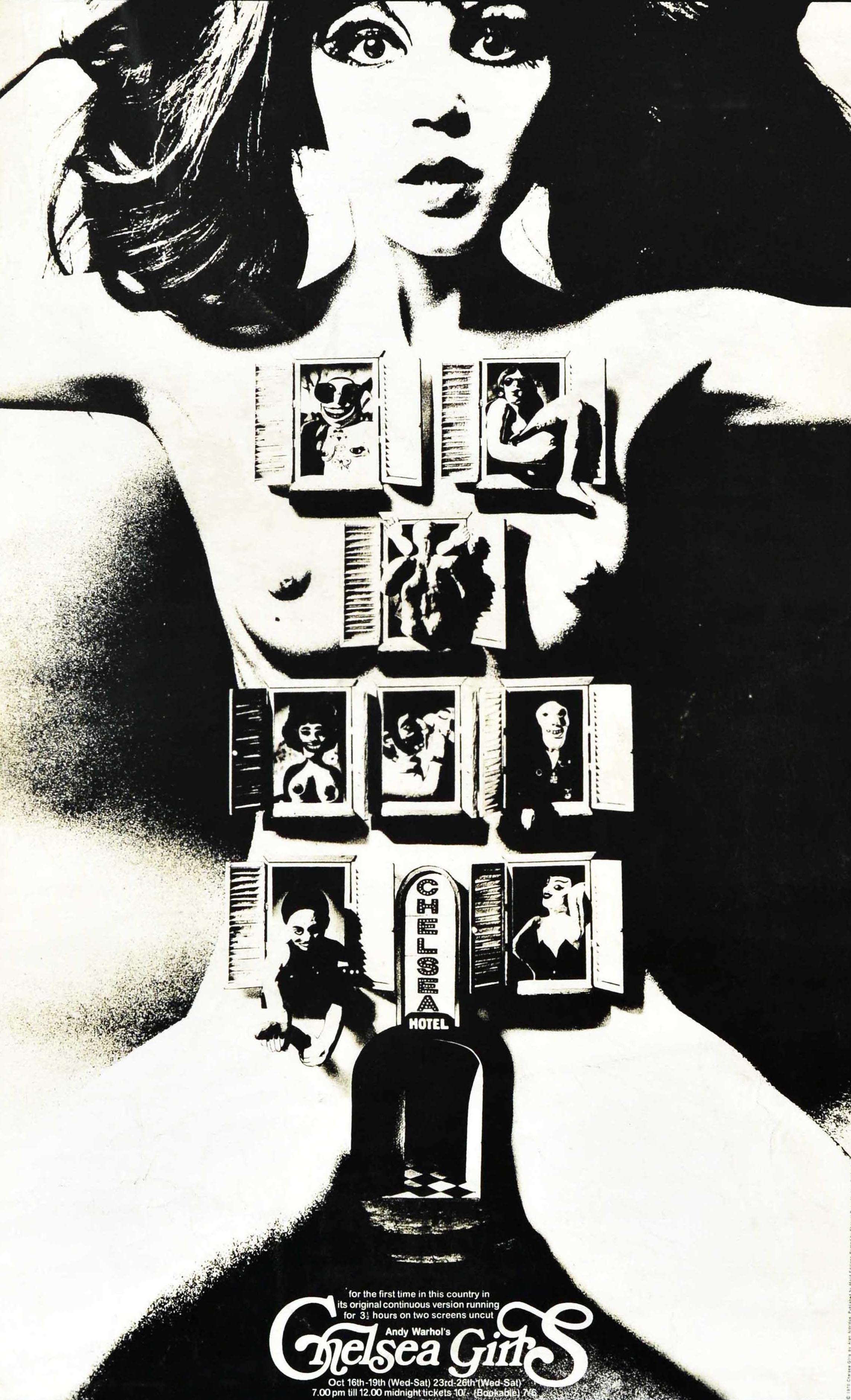 Affiche originale de cinéma d'art et d'essai pour la sortie au Royaume-Uni du film expérimental d'avant-garde de 1966 réalisé par Andy Warhol (1928-1987) et Paul Morrissey (né en 1938) - pour la première fois dans ce pays dans sa version originale