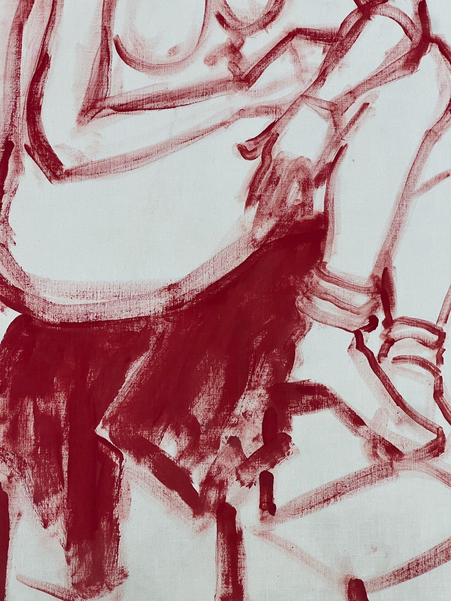 Obra de Arte Original Vintage de Mujer Desnuda Roja Moderno de mediados de siglo en venta