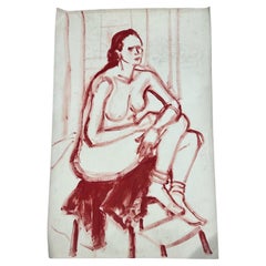 Opera d'arte originale vintage di donna nuda rossa