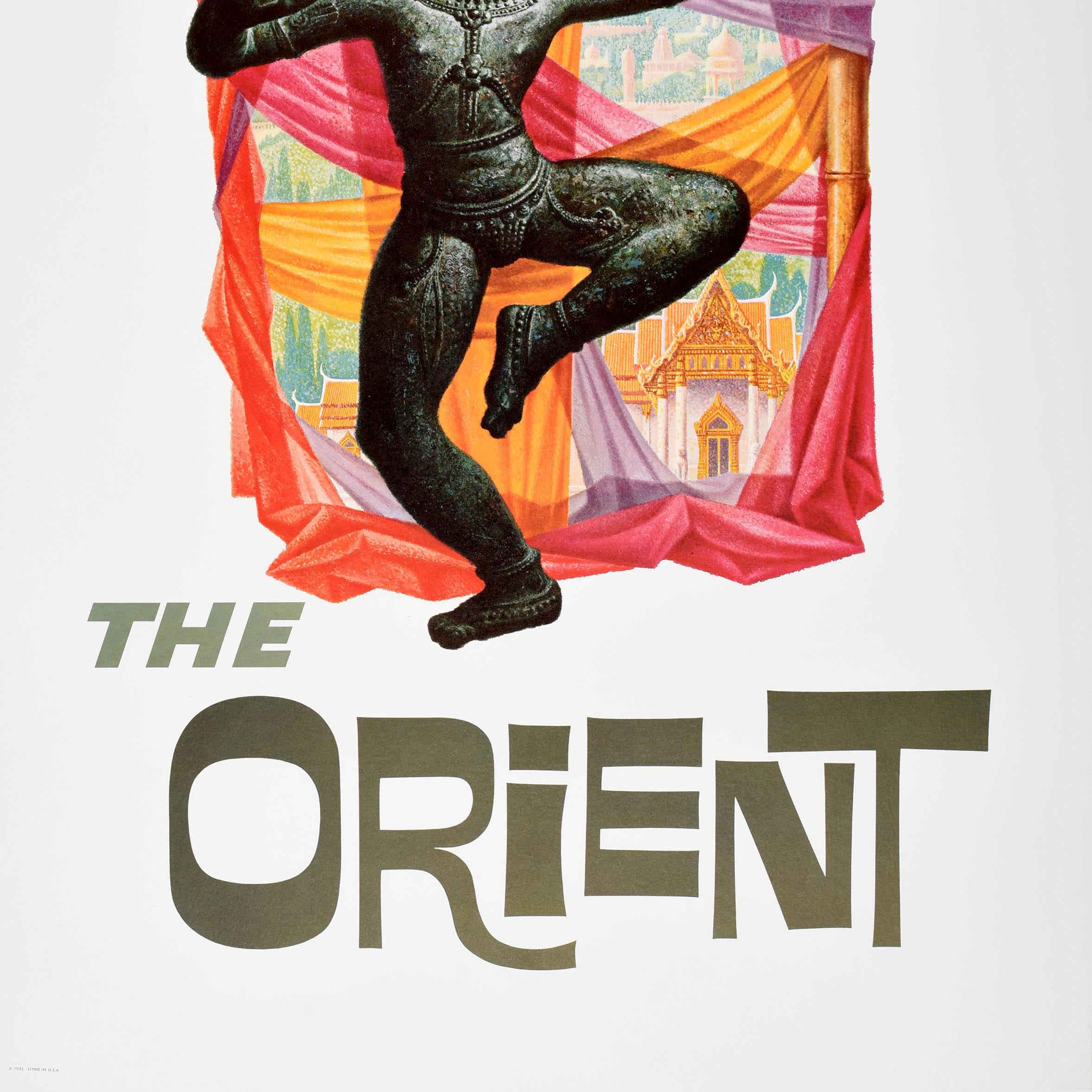 Original Vintage Asia Travel Advertising Poster Fly TWA The Orient David Klein In Excellent Condition For Sale In London, GB