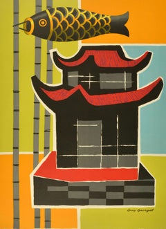 Original Vintage Asia Travel Poster Extreme Orient Air France Far East Georget