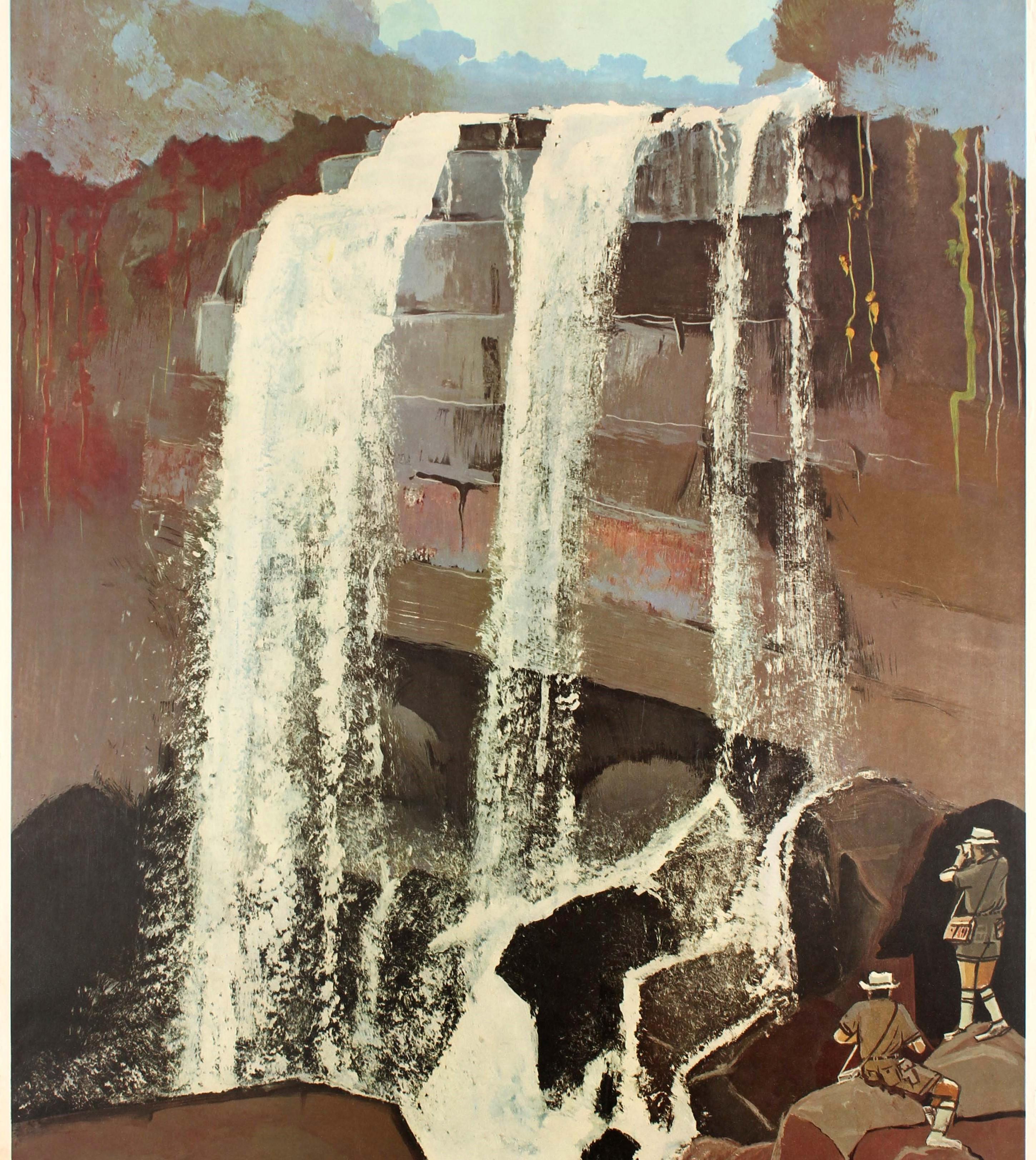 Original Vintage-Reiseplakat Asia für Kambodscha Phnom Koulen mit Kulen-Wasserfall, Original (Kambodschanisch) im Angebot