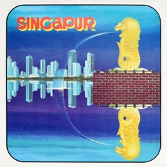 Original Vintage Asia Travel Poster Singapur Interflug Singapore Merlion Park