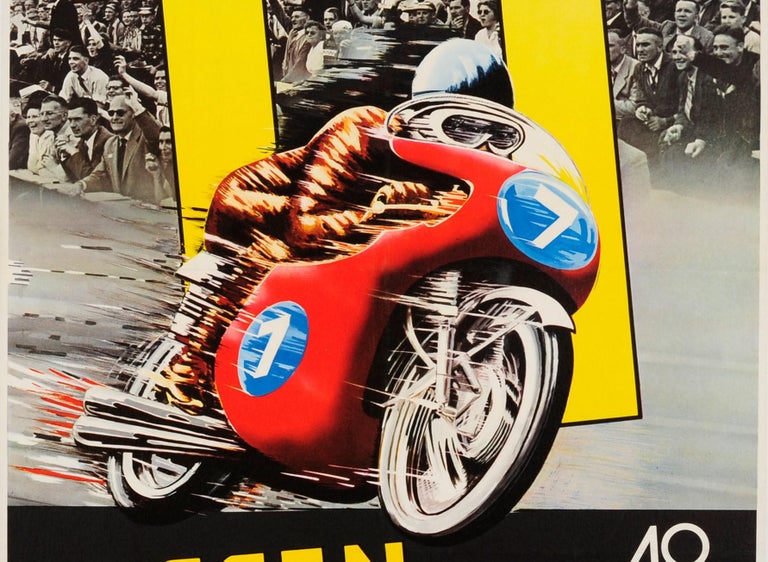 Original Vintage Assen Motorcycle Race Sport Poster 40 Years TT Races