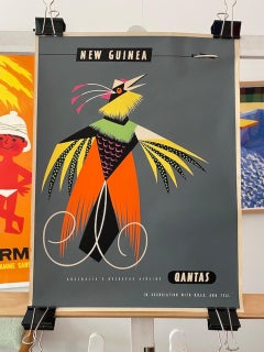 Original Vintage Australian Qantas Poster, c. 1959 "New Guinea"