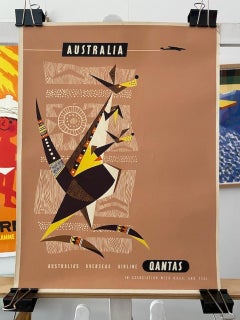 Affiche de voyage originale et vintage de la compagnie australienne Qantas, vers 1959, « Australie »