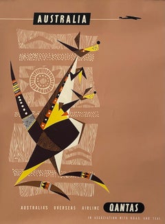 Affiche de voyage originale et vintage de la compagnie australienne Qantas, vers 1959, « Australie »