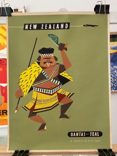 Original Vintage Australian Qantas Travel Poster, c. 1959 "New Zealand"