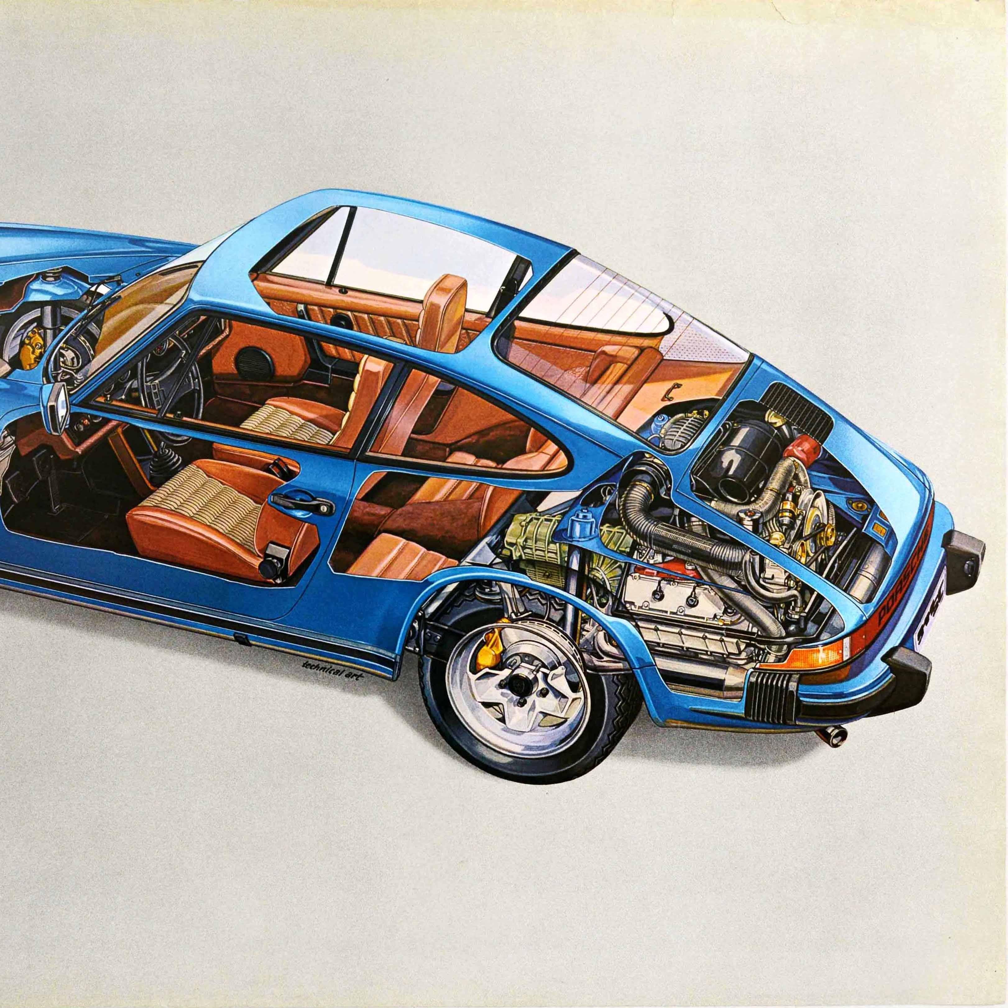 Original-Vintage-Autoplakat Porsche 911 SC Motorsports Auto, Super Carrera-Modell (Deutsch) im Angebot
