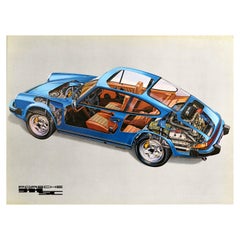 Original Vintage Auto Poster Porsche 911 SC Motorsports Car Super Carrera Model