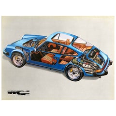 Original Vintage Auto Poster Porsche 911 SC Motorsports Car Super Carrera Model