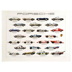 Original Vintage-Auto-Poster Porsche-Rennwagen, Motorsport, Ikonische Modelle, Design