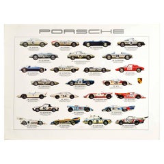 Original Vintage Auto Poster Porsche Racing Cars Motorsport Iconic Models Design