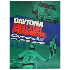 Original Vintage Auto Racing Poster 24 Hours Daytona Porsche 911 Carrera Victory
