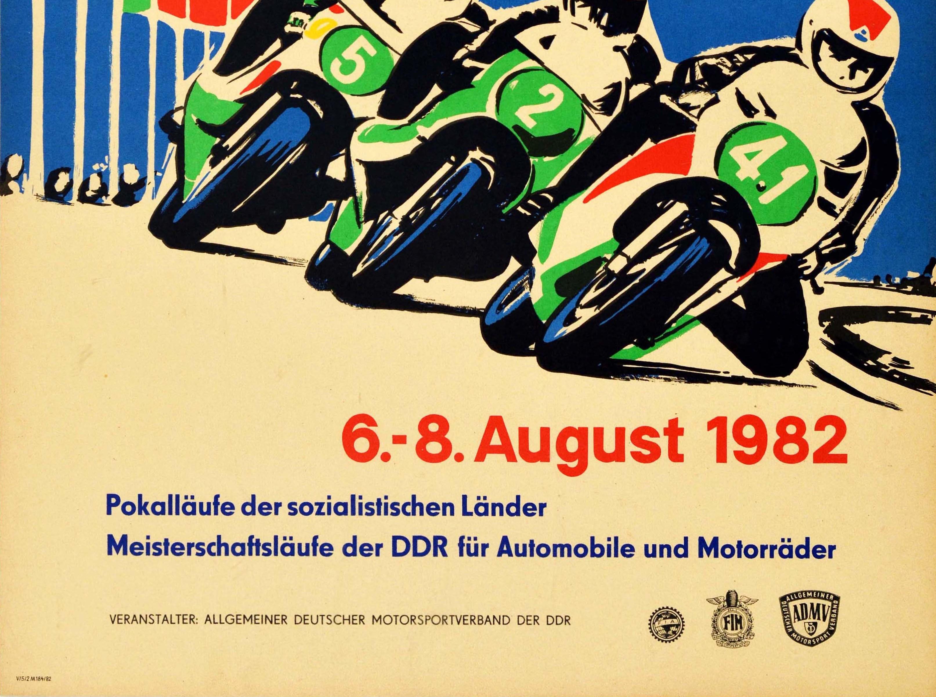 German Original Vintage Auto Racing Poster 49 Schleizer Dreieck Rennen Motorcycle Race