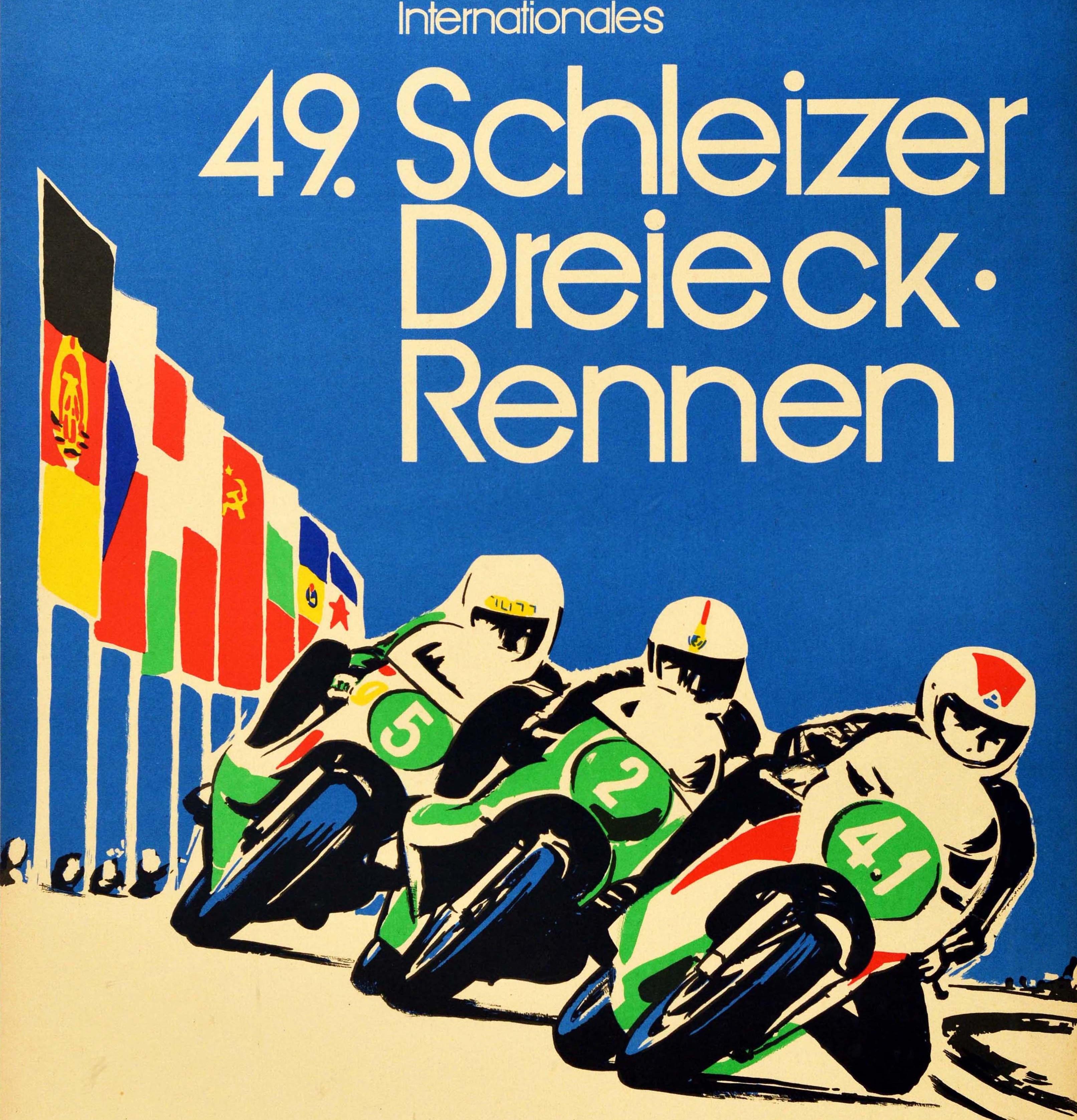 Original Vintage Auto Racing Poster 49 Schleizer Dreieck Rennen Motorcycle Race In Good Condition In London, GB