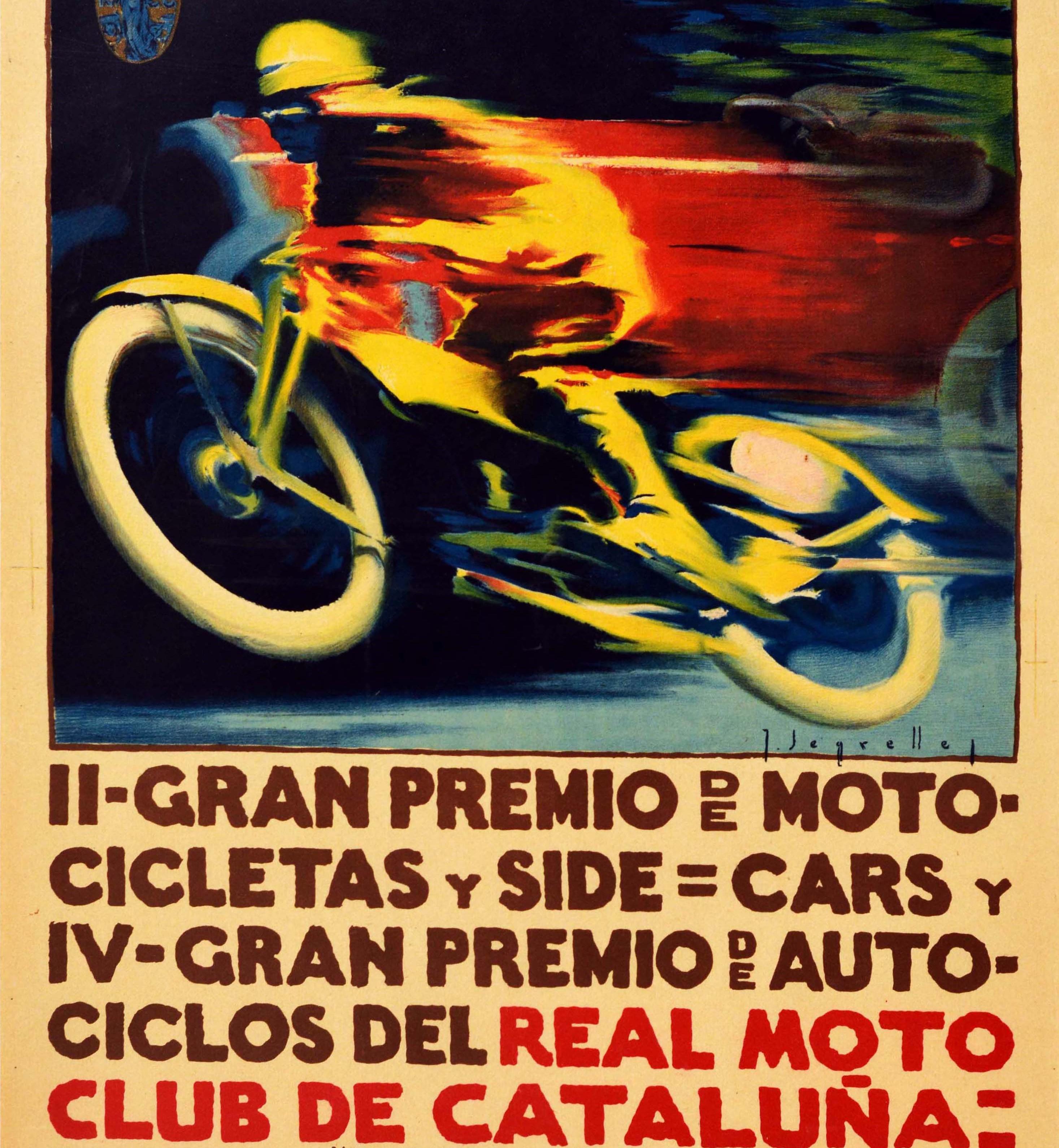 Espagnol Affiche originale vintage de course automobile Gran Premio GP, Grand Prix Moto d'Espagne en vente