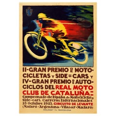 Affiche originale vintage de course automobile Gran Premio GP, Grand Prix Moto d'Espagne