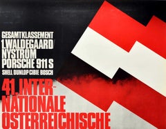 Original Vintage Auto Racing Poster Porsche 911 Austrian Alpine Tour Alpenfahrt