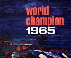 Original Vintage Auto Racing Poster World Champion 1965 Ford Cobra Motorsport