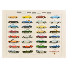 Original Vintage Automobile Advertising Poster Porsche Car Models Ken Rush