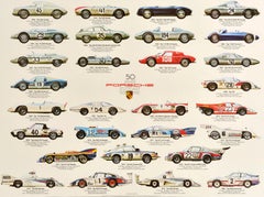 Original Vintage Automobile Poster Porsche 50 Years Racing Cars Ken Rush