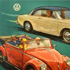 Original Vintage Automotive Advertising Poster Volkswagen Cabriolet VW Mundorff