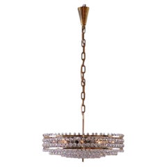Lámpara de araña de cristal Bakalowits original de época, estilo «Mid-Century Modern»