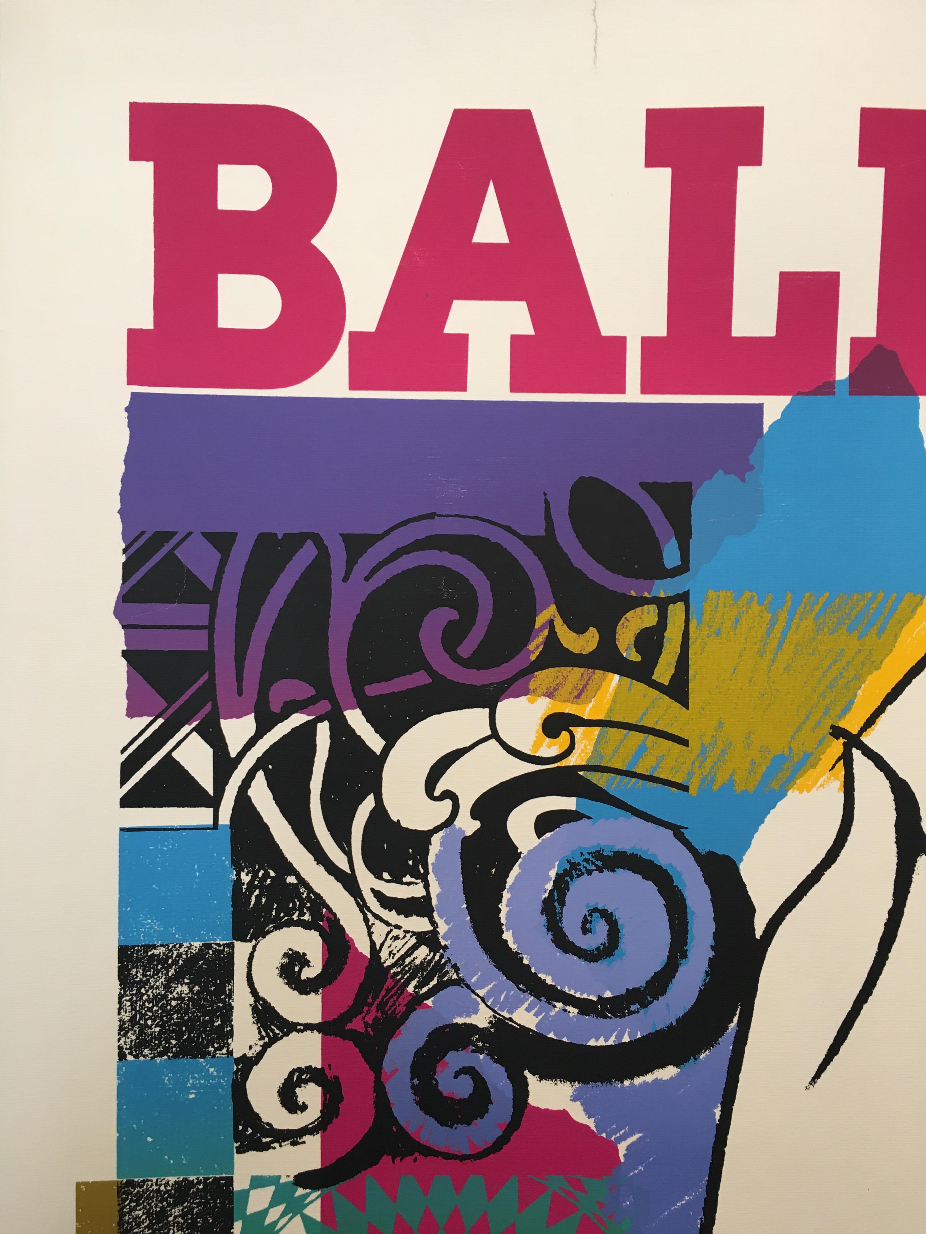 Mid-Century Modern Original Vintage Bally Fashion Poster circa 1970s 'Bally Woman' Linen Backed