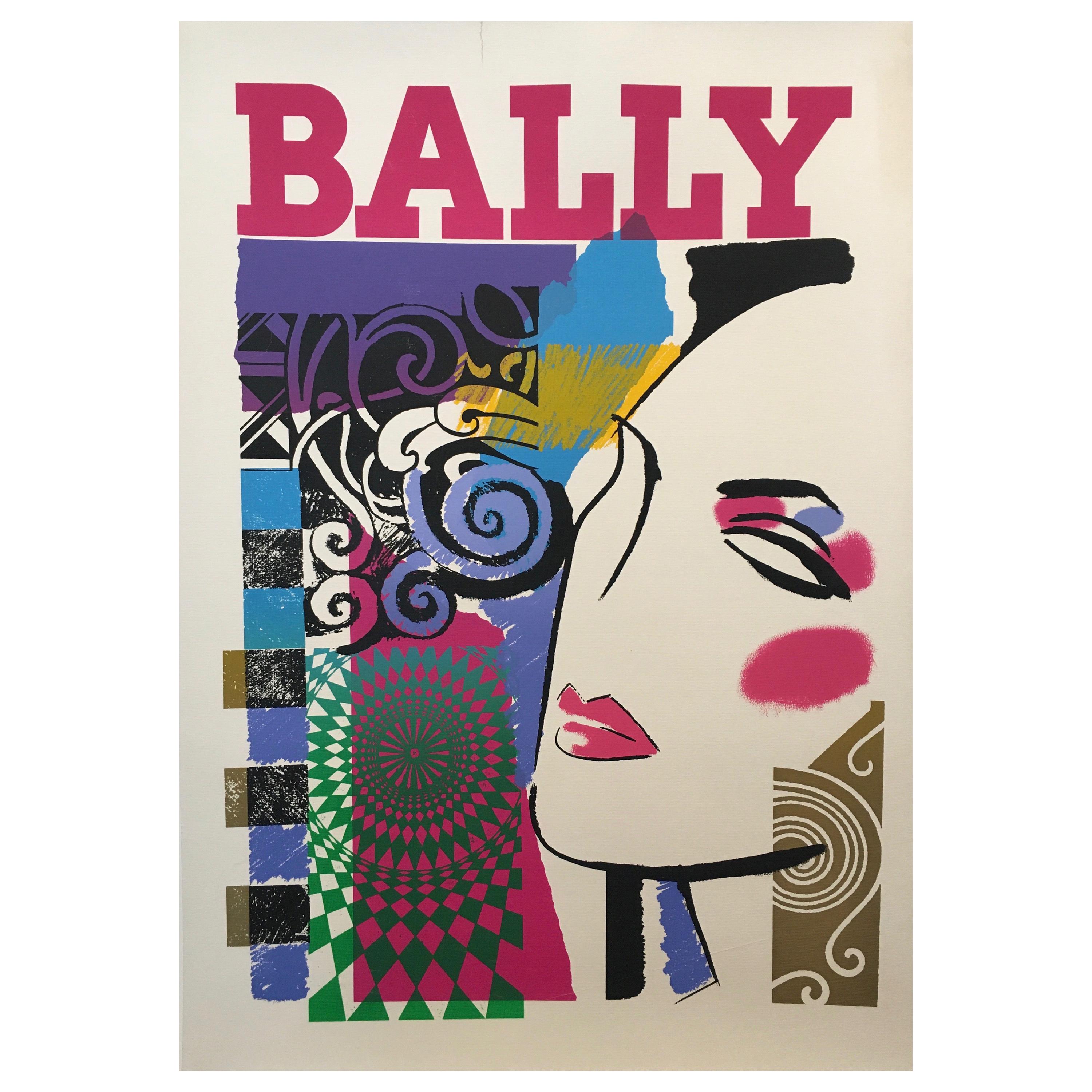 Original Vintage Bally Fashion Poster circa 1970s 'Bally Woman' Linen Backed