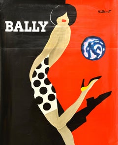 Original Vintage Bally Poster Bally Ball Villemot Shoe Fashion Footwear