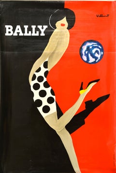Original Vintage Bally Poster Bally Ball Villemot Shoe Fashion Footwear