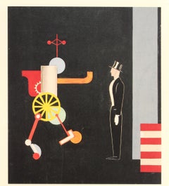 Original Vintage Bauhaus Berlin Exhibition Poster Tap Dancer vs Quilting Machine
