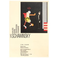 Affiche rétro originale de l'exposition du Bauhaus de Berlin, Danseuse de tapisserie contre la machine à matelasser