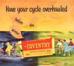 Original Vintage Bicycle Advertising Poster Coventry Cycle Chain Renold Bike