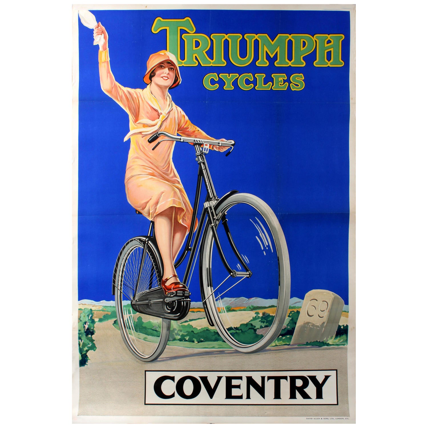 Original Vintage Bicycle Advertising Poster For Triumph Cycles Coventry 69 For Sale At 1stdibs