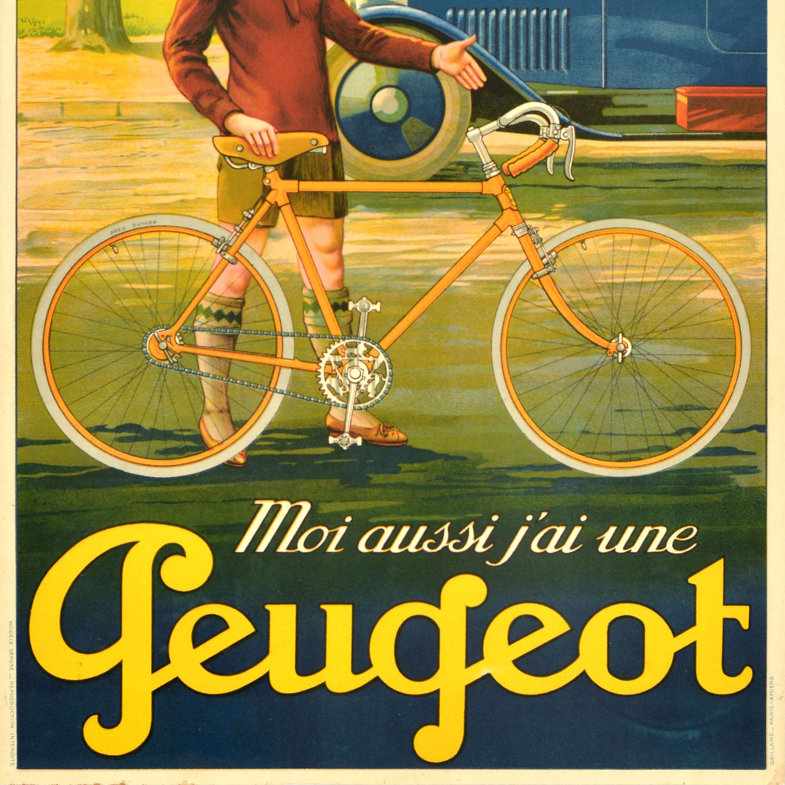 Poster pubblicitario originale per biciclette d'epoca Ho anche Peugeot Cycles Francia In condizioni buone in vendita a London, GB