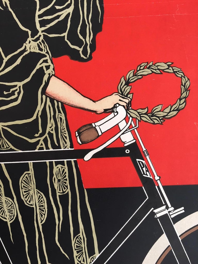 Original Vintage Bicycle Poster, 'Patria' French Lithograph Poster, 1900 In Good Condition For Sale In Melbourne, Victoria